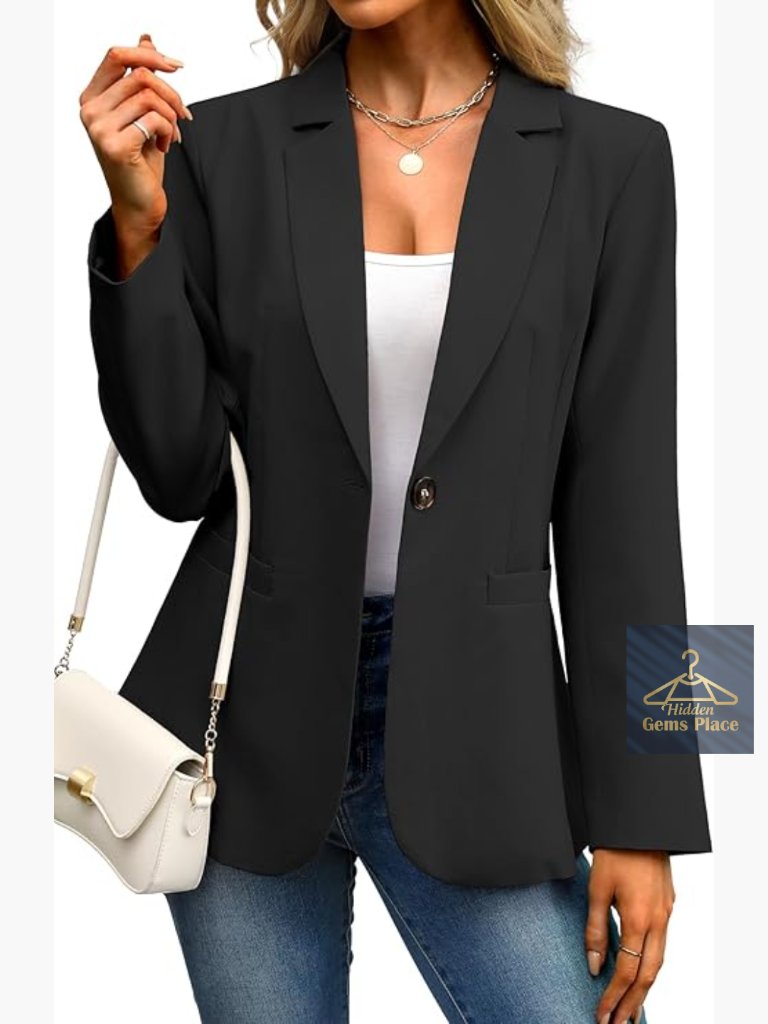 Women's Business Casual Blazer Lightweight Suit Jacket With Pockets